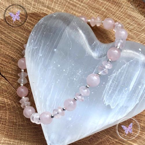 Rose Quartz & Silver Bead Bracelet